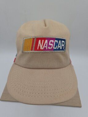 NASCAR Racing Team Trucker Hat Beige 3‑Stripe Snapback